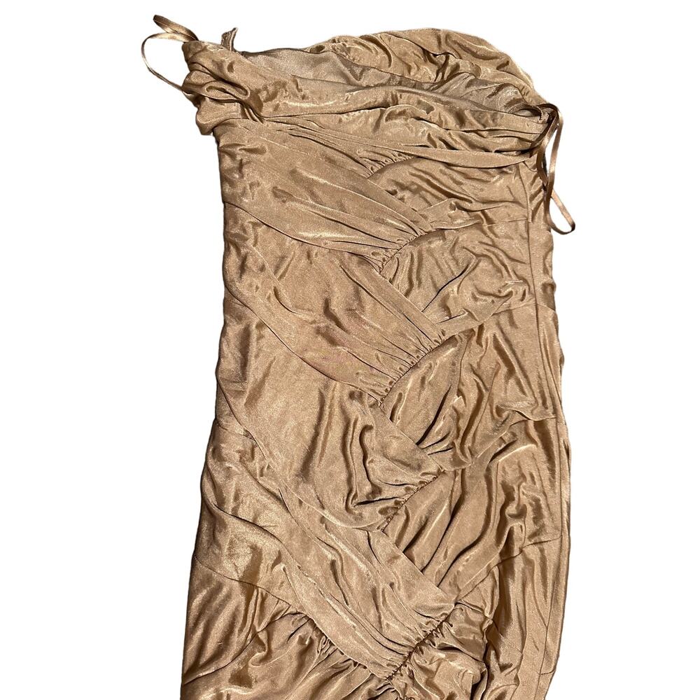 Gucci Gold Strapless Ruched Dress IT 44
